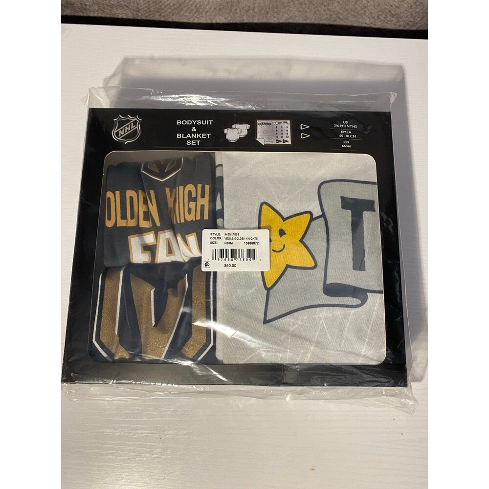 NHL Vegas Golden Knights Baby Bodysuit & Blanket Set 3-6 Months NIB